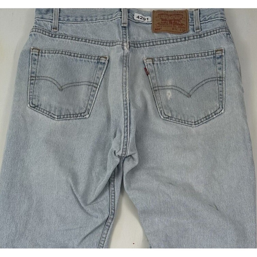 VTG Levi's 505 Destroyed Blue Jeans Mens Actual 33x33 Light Wash Thrashed USA #2